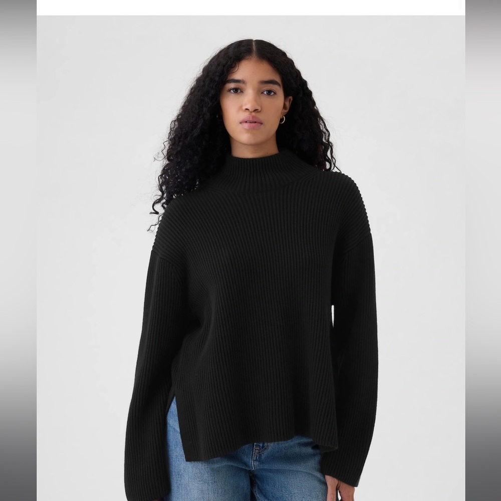 NWT Oversized Split-Hem Mockneck Sweater